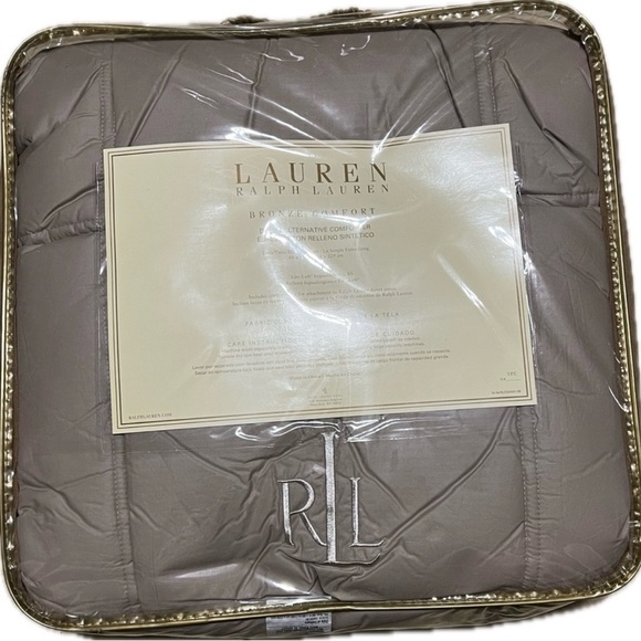 NEW Ralph Lauren Bronze Comfort Twin XLDown Alternative Cotton Comforter Tan